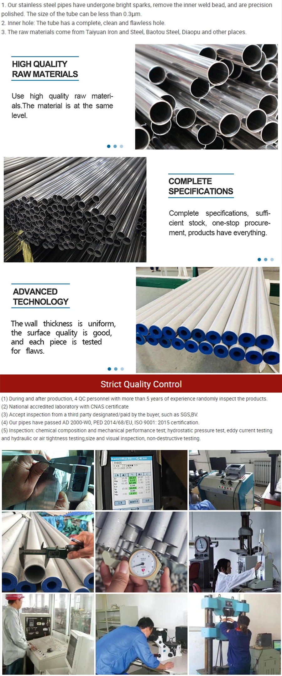 ASTM DIN En JIS ISO SGS 317L 316 316L Customized Drawing Sandblasting Titanium Plating Etching Anti Fingerprint Seamless Pipe Stainless Steel Pipe